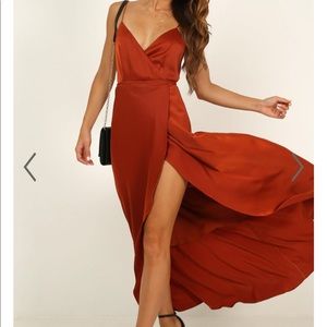 Showpo Satin Wrap Dress